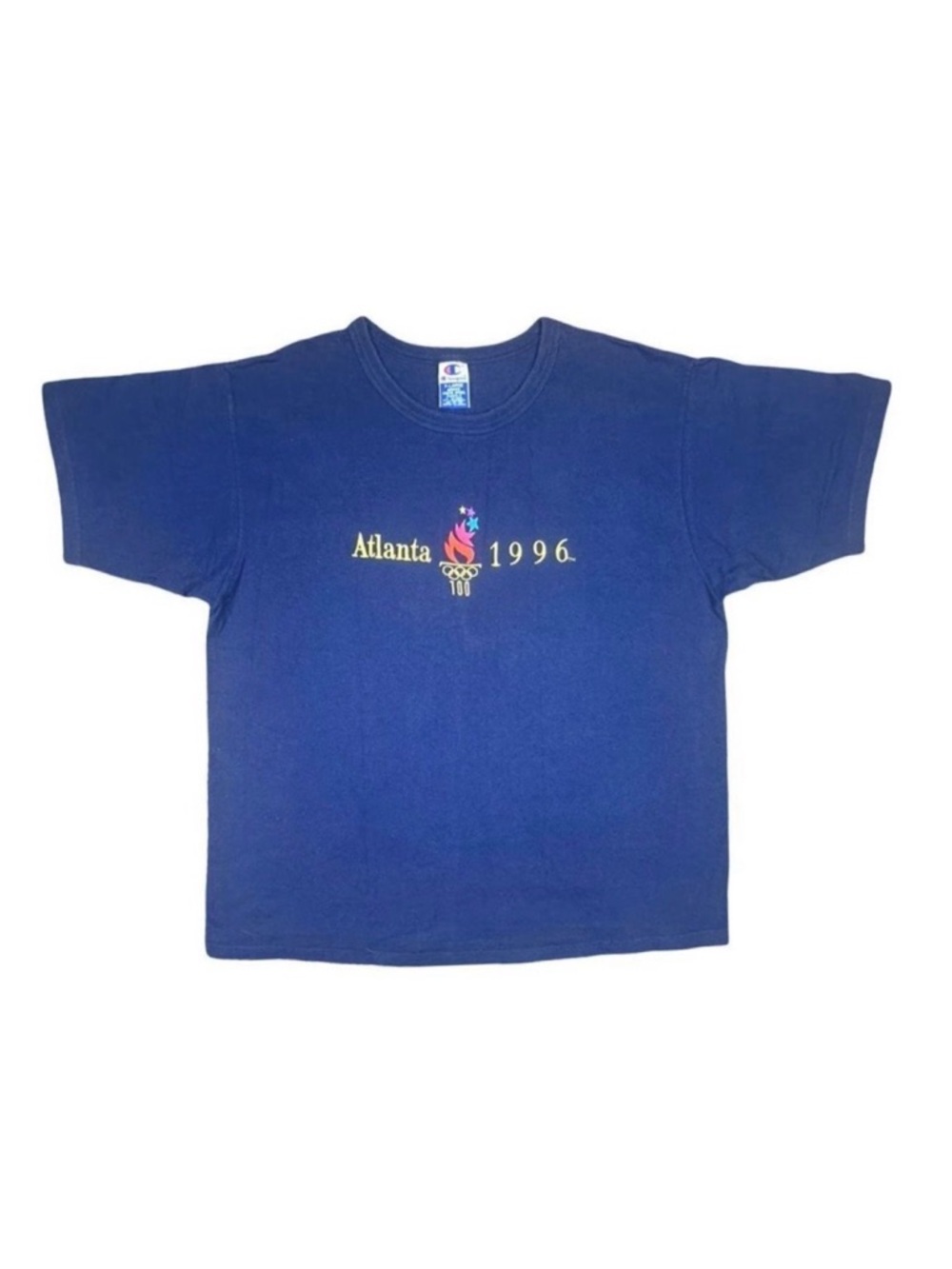 Vintage Champion Atlanta Olympics 1996 Embroidered Crew Neck Tee - Size XL